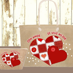 BOLSO NECESER YUTE CORAZONES 1
