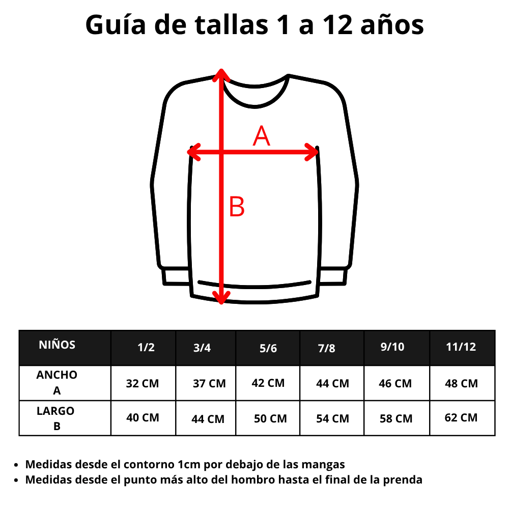 GUIA TALLAS SUDADERAS INFANTILES