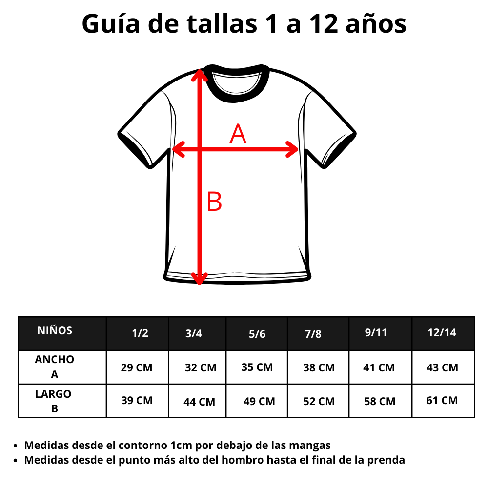 GUIA TALLAS CAMISETAS INFANTILES JHK